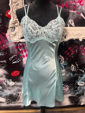 VICTORIA'S SECRET LIGHT BLUE LACE SLIP DRESS